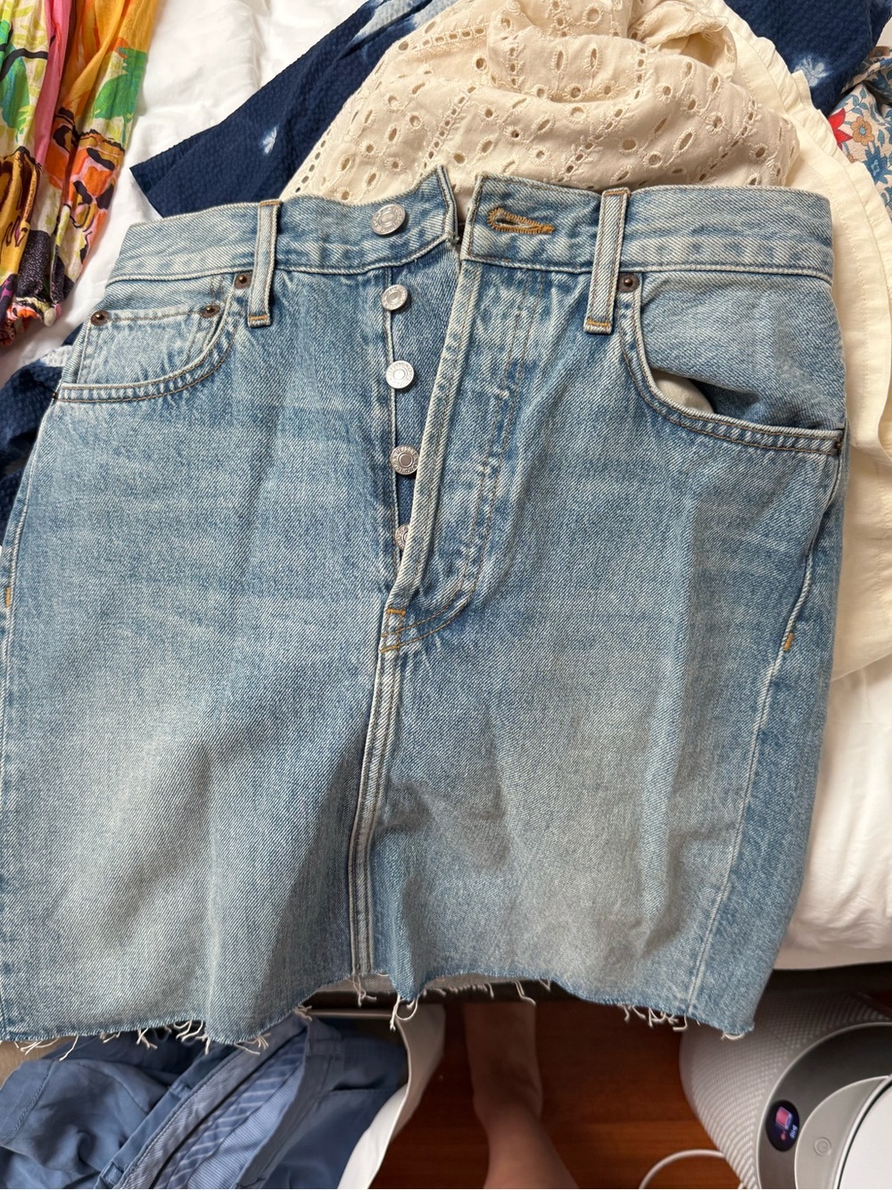 Redone light wash denim skirt size 26